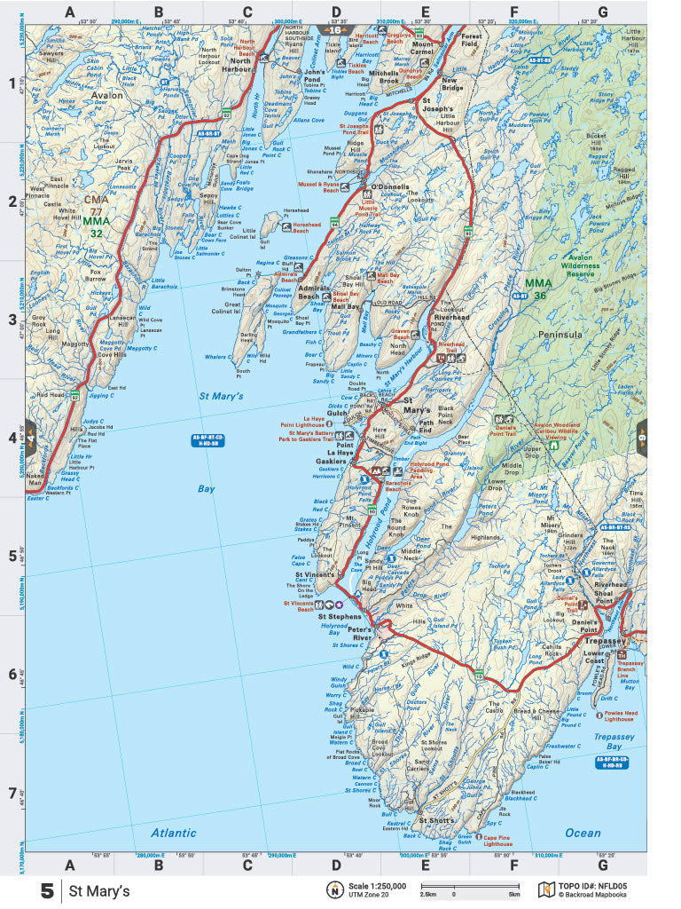 NFLD5 Wall Map - St Mary's - Backroad Maps
