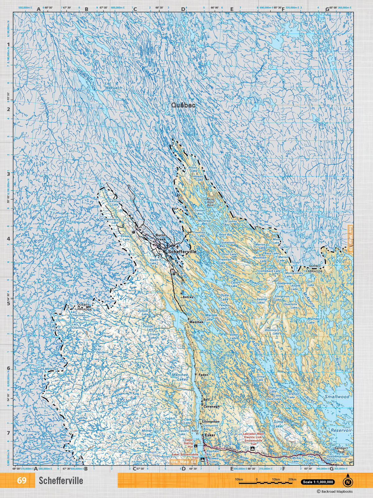 NFLD69 Wall Map - Schefferville - Backroad Maps