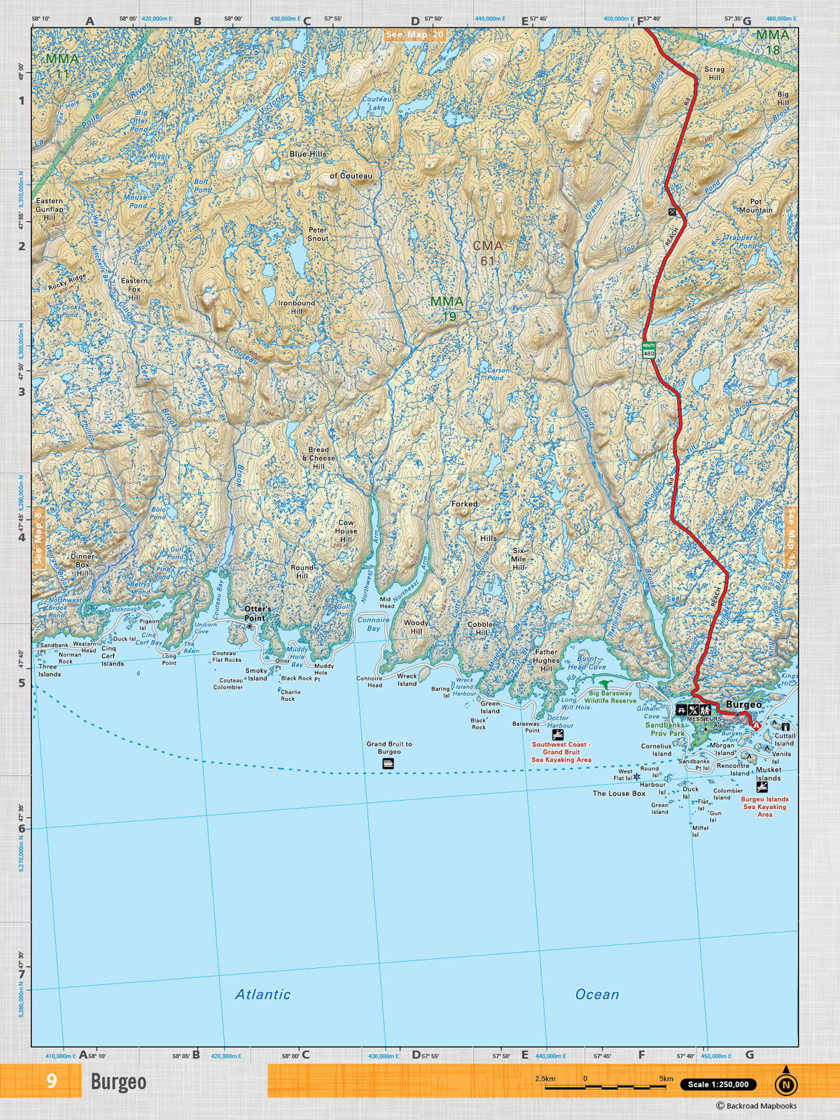 NFLD9 Wall Map - Burgeo - Backroad Maps