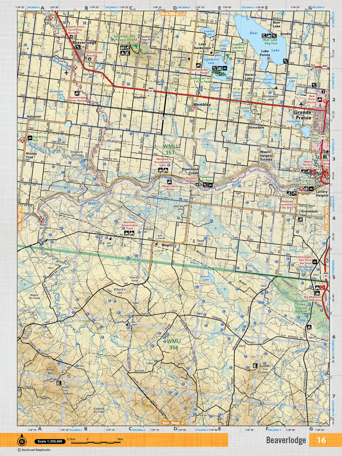 NOAB16 Wall Map - Beaverlodge - Backroad Maps