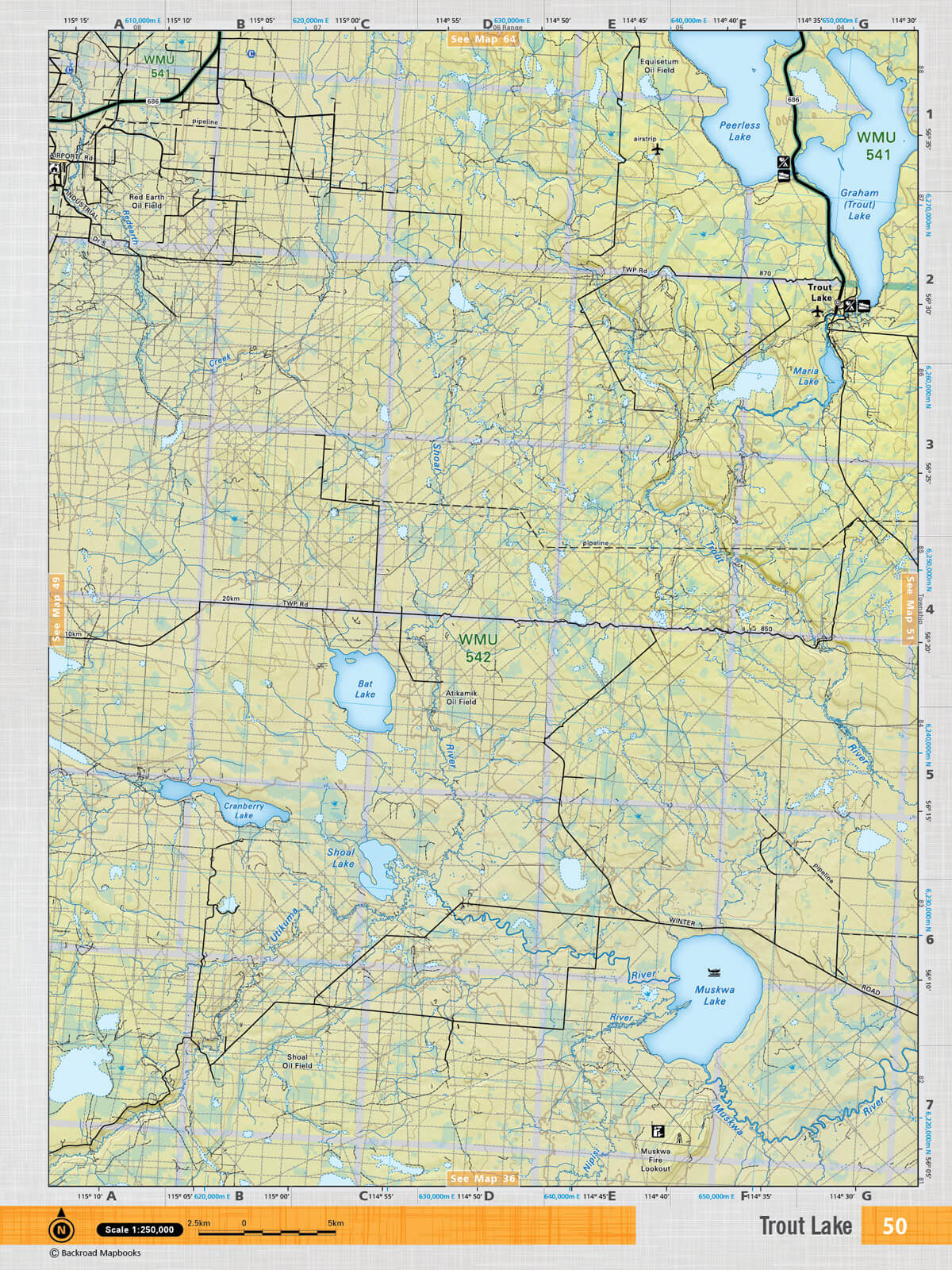 NOAB50 Wall Map - Trout Lake - Backroad Maps