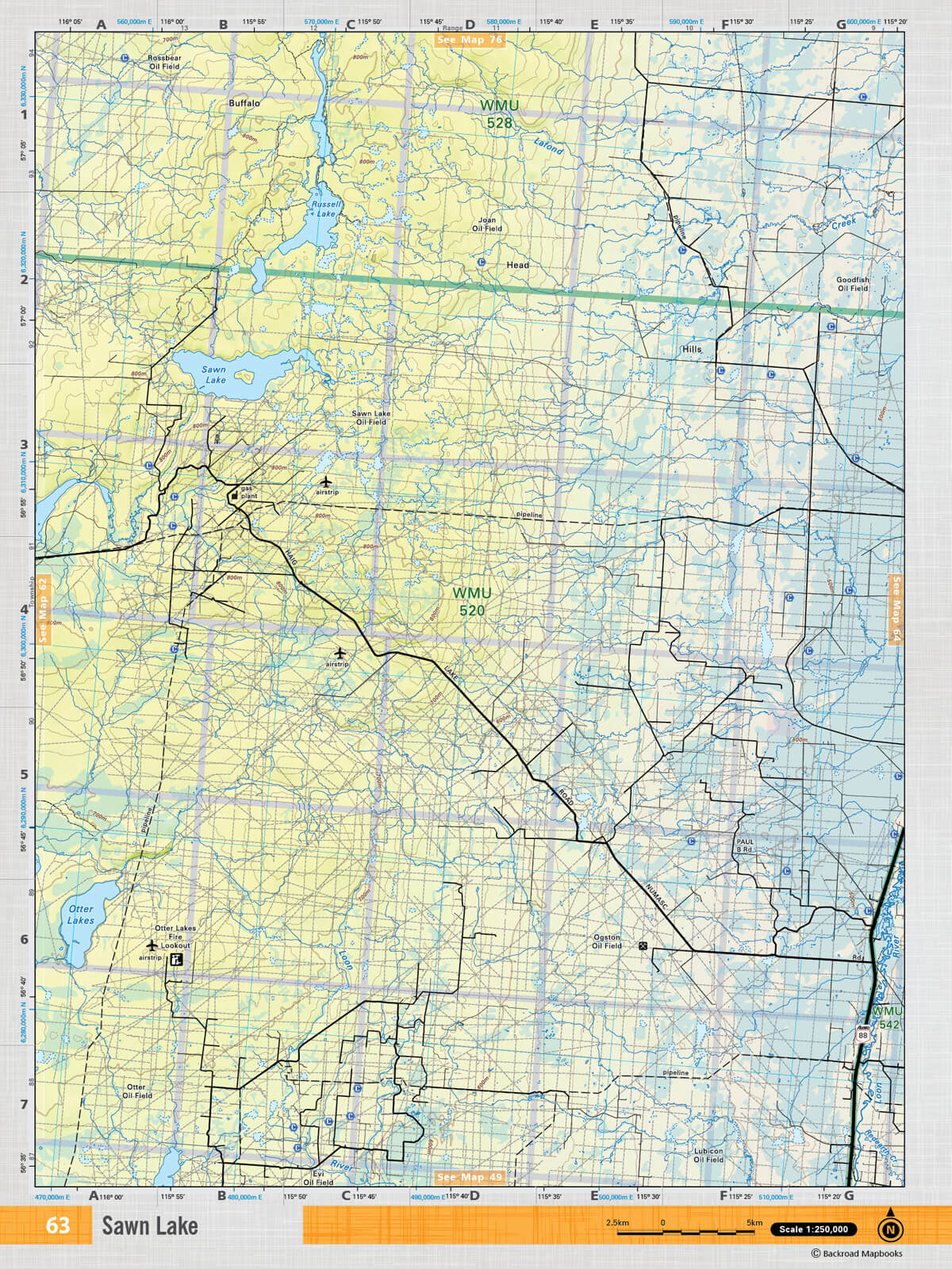 NOAB63 Wall Map - Sawn Lake - Backroad Maps