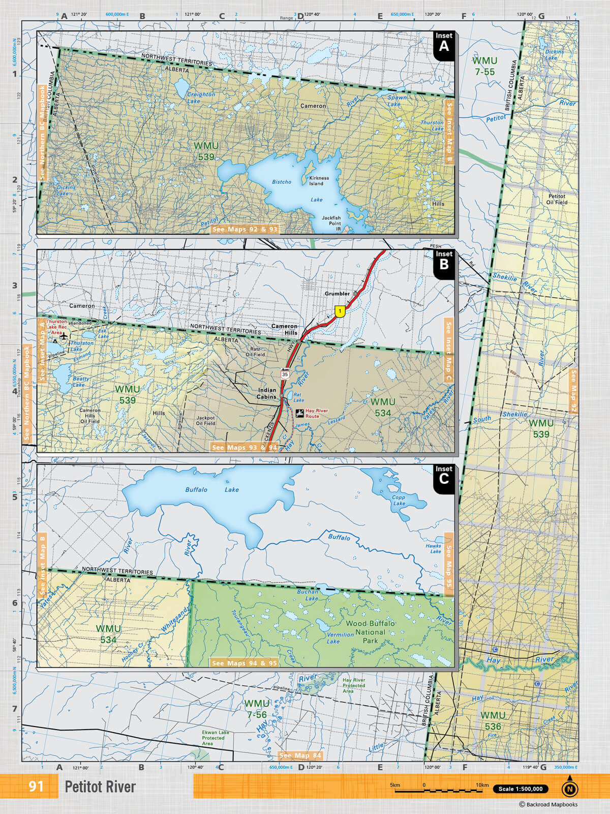 NOAB91 Wall Map - Petitot River - Backroad Maps