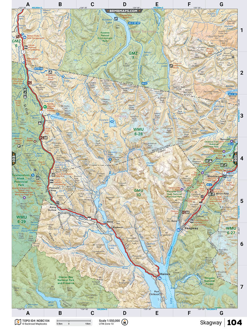 NOBC104 TOPO Map - Skagway - Backroad Maps