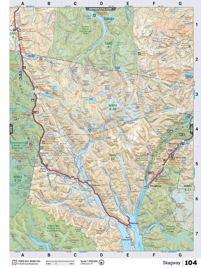 NOBC104 Wall Map - Skagway - Backroad Maps