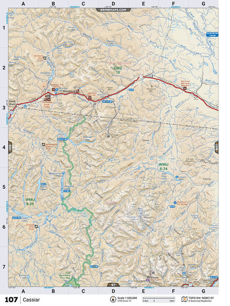 NOBC107 Wall Map - Cassiar - Backroad Maps