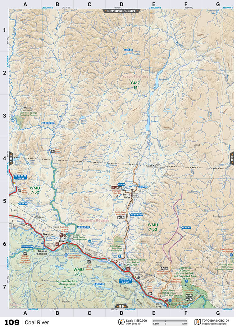 NOBC109 TOPO Map - Coal River - Backroad Maps
