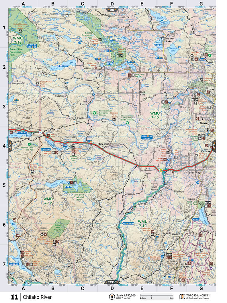 NOBC11 Wall Map - Chilako River - Backroad Maps