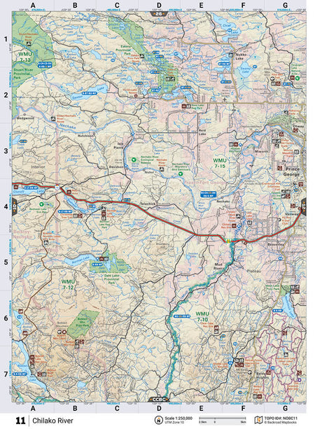 NOBC11 Wall Map - Chilako River - Backroad Maps