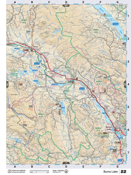NOBC22 Wall Map - Burns Lake - Backroad Maps
