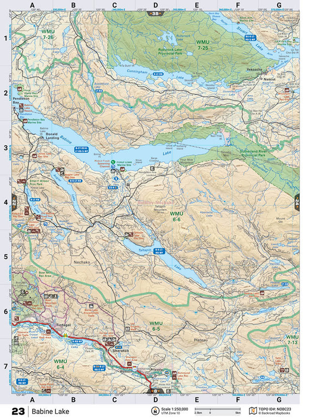 NOBC23 Wall Map - Babine Lake - Backroad Maps