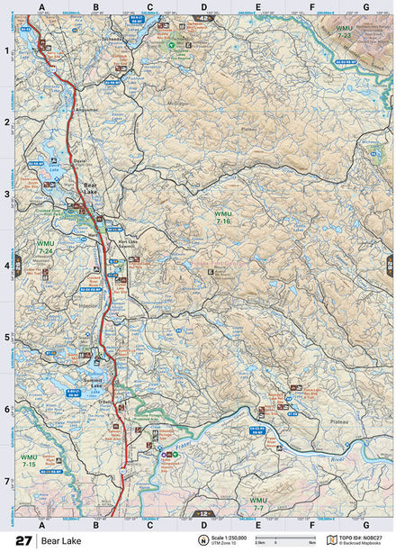 NOBC27 Wall Map - Bear Lake - Backroad Maps