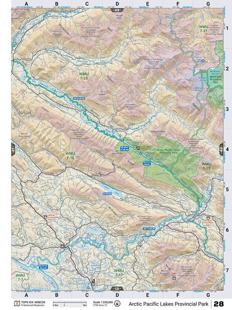 NOBC28 Wall Map - Arctic Pacific Lakes Prov Park - Backroad Maps