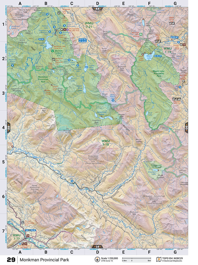 NOBC29 Wall Map - Monkman Provincial Park - Backroad Maps