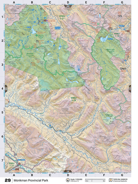 NOBC29 Wall Map - Monkman Provincial Park - Backroad Maps