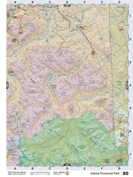 NOBC30 Wall Map - Kakwa Provincial Park - Backroad Maps