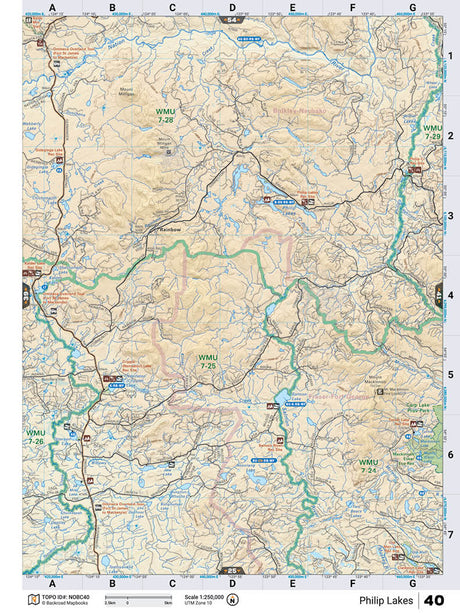 NOBC40 Wall Map - Philip Lakes - Backroad Maps