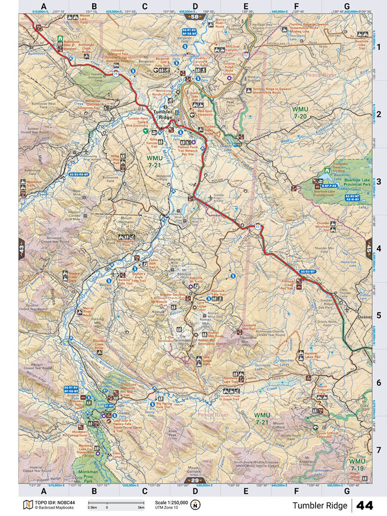 NOBC44 Wall Map - Tumbler Ridge - Backroad Maps