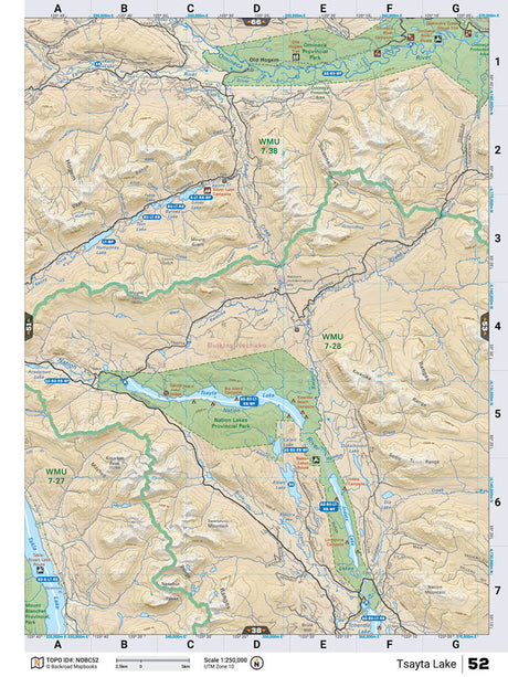 NOBC52 Wall Map - Tsayta Lake - Backroad Maps