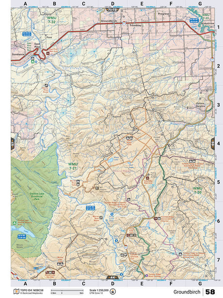 NOBC58 Wall Map - Groundbirch - Backroad Maps