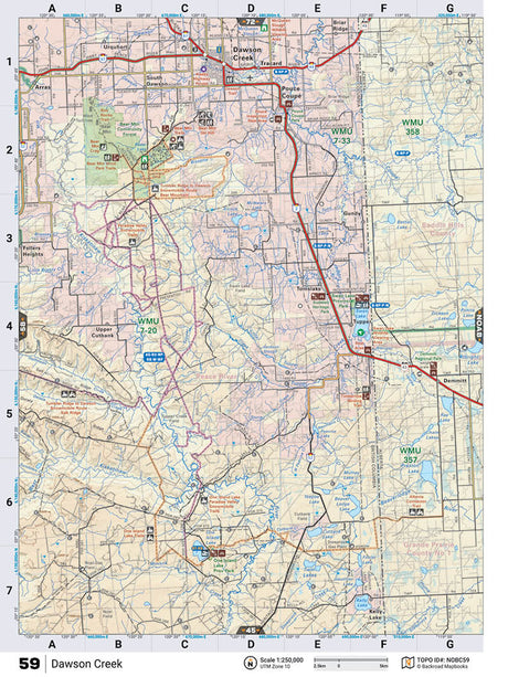 NOBC59 Wall Map - Dawson Creek - Backroad Maps