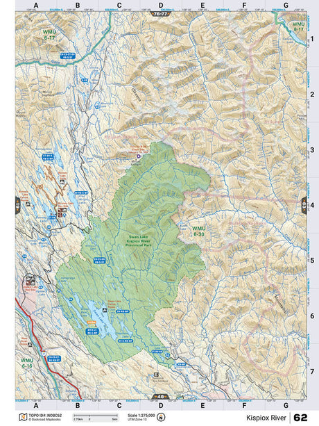 NOBC62 Wall Map - Kipiox River - Backroad Maps