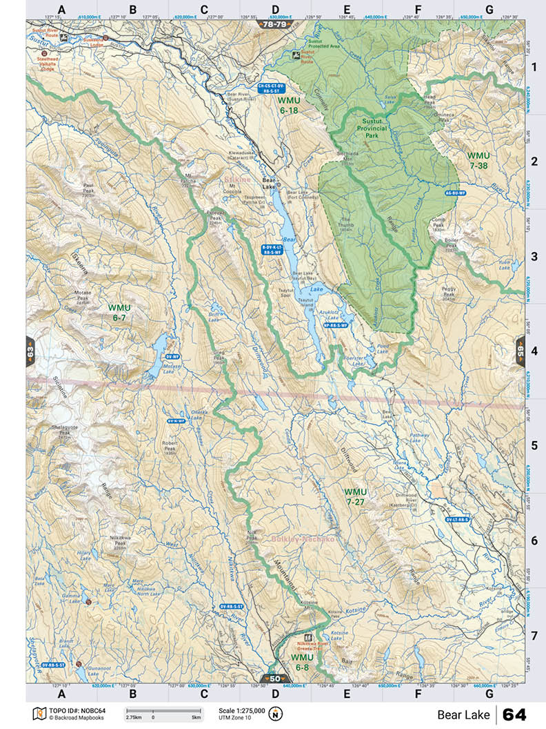 NOBC64 Wall Map - Bear Lake - Backroad Maps