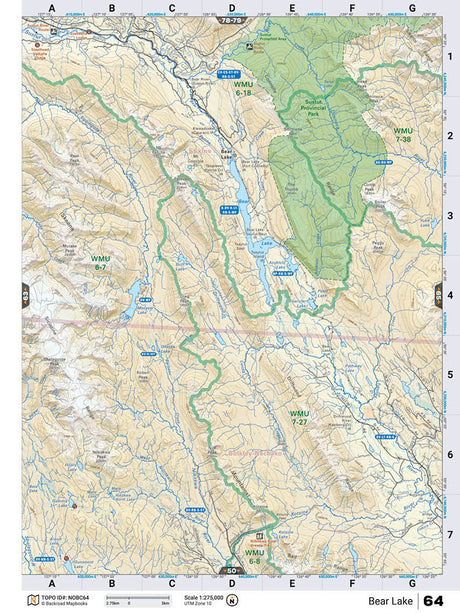 NOBC64 Wall Map - Bear Lake - Backroad Maps