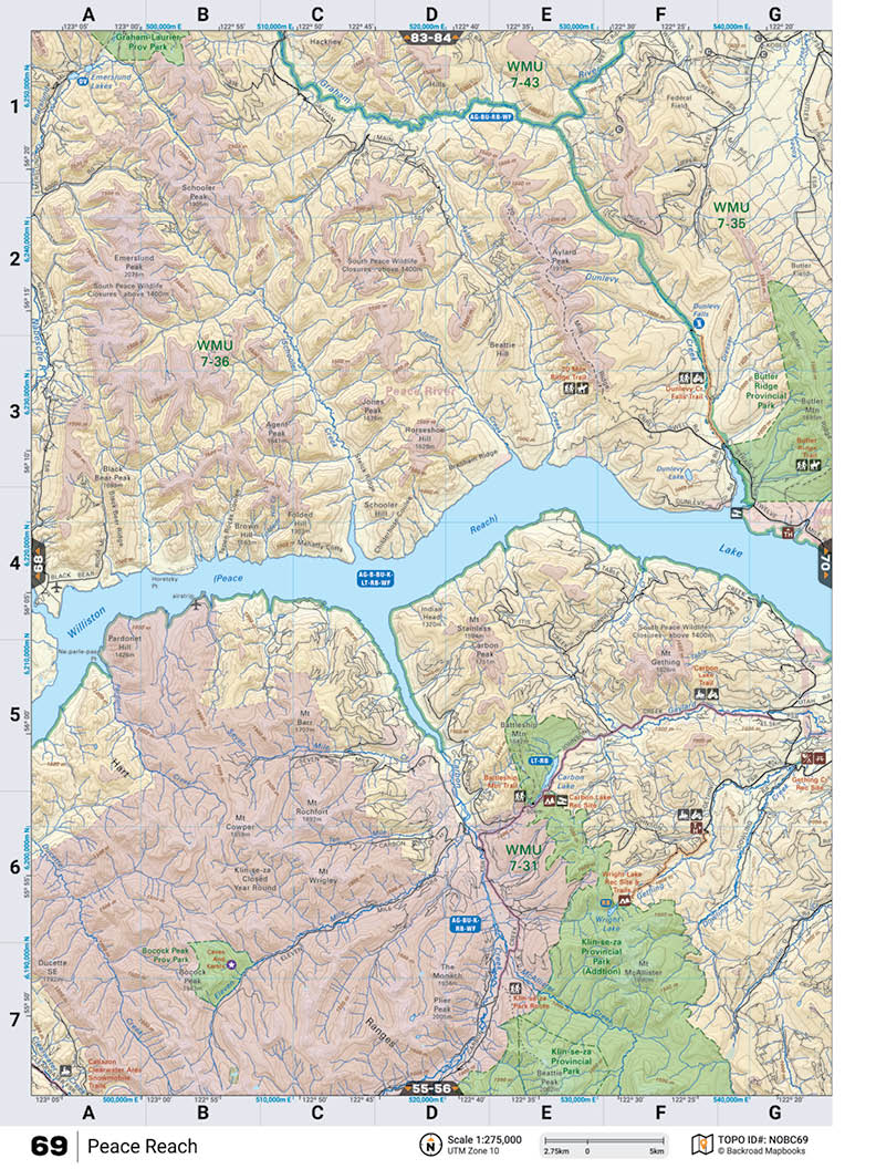 NOBC69 Wall Map - Peace Reach - Backroad Maps