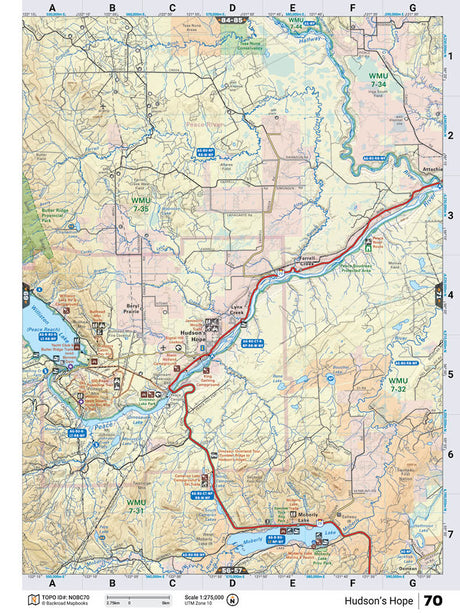 NOBC70 Wall Map - Hudson's Hope - Backroad Maps