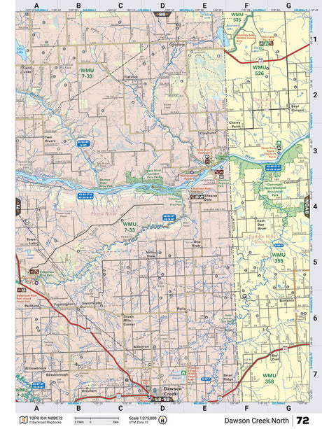 NOBC72 Wall Map - Dawson Creek North - Backroad Maps