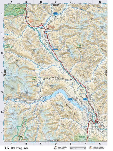 NOBC75 Wall Map - Bell-Irving River - Backroad Maps