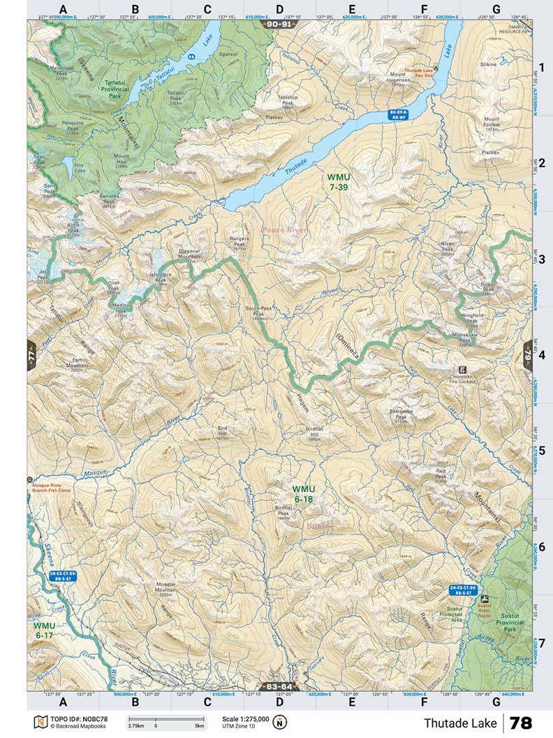 NOBC78 Wall Map - Thutade Lake - Backroad Maps