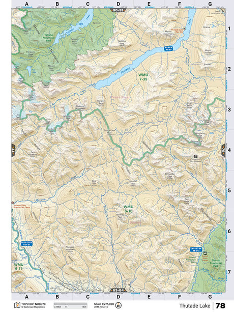 NOBC78 Wall Map - Thutade Lake - Backroad Maps