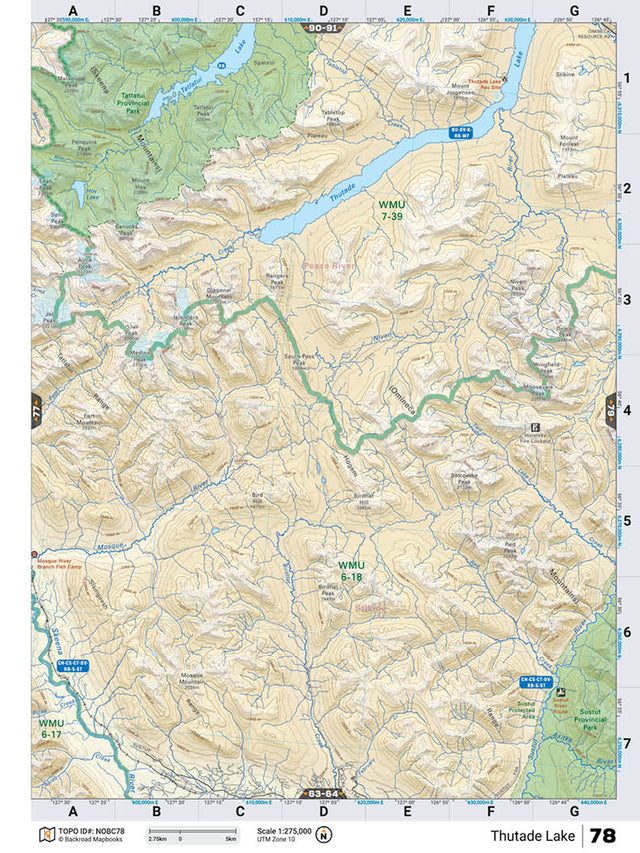NOBC78 Wall Map - Thutade Lake - Backroad Maps