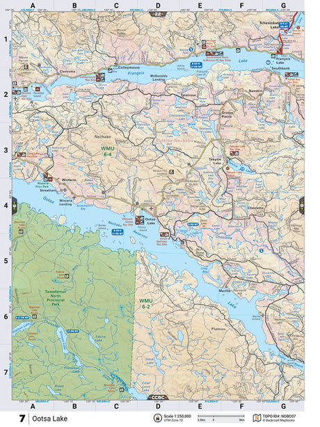 NOBC7 Wall Map - Ootsa Lake - Backroad Maps