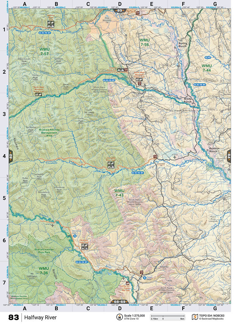 NOBC83 TOPO Map - Halfway River - Backroad Maps