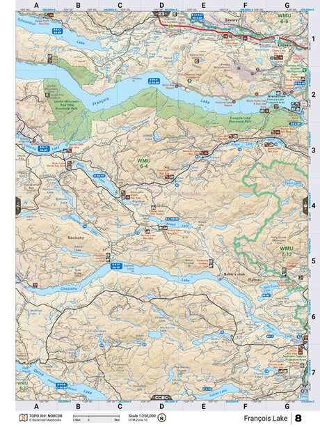 NOBC8 Wall Map - Francois Lake - Backroad Maps