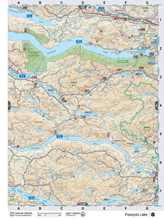 NOBC8 Wall Map - Francois Lake - Backroad Maps