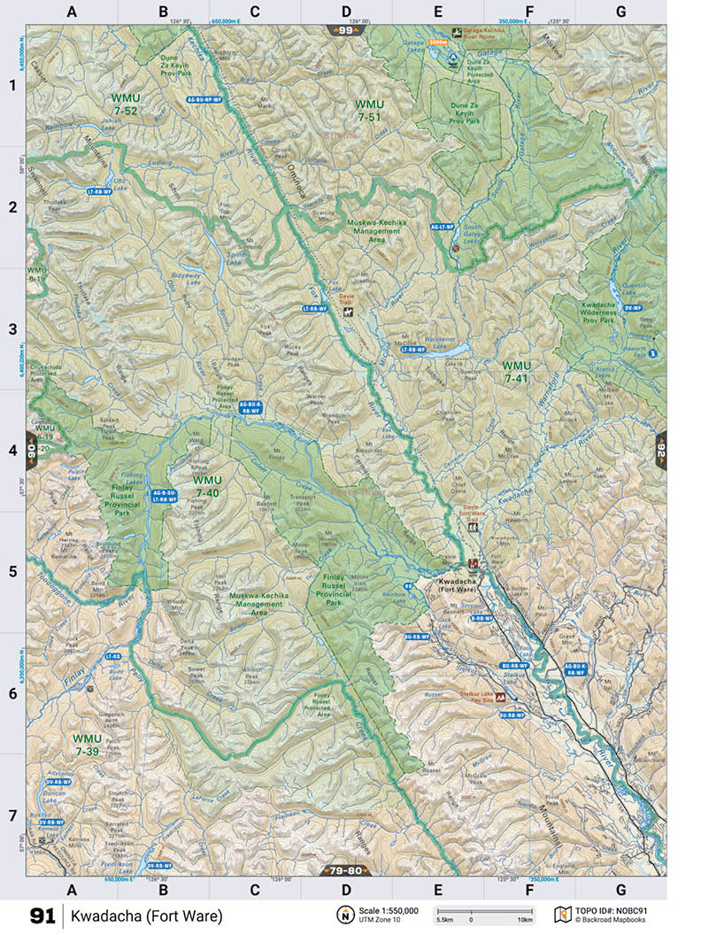 NOBC91 Wall Map - Kwadacha (Fort Ware) - Backroad Maps