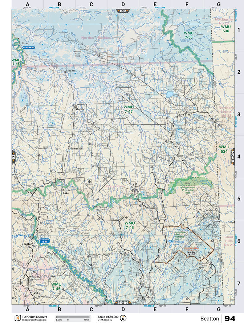 NOBC94 Wall Map - Beatton - Backroad Maps