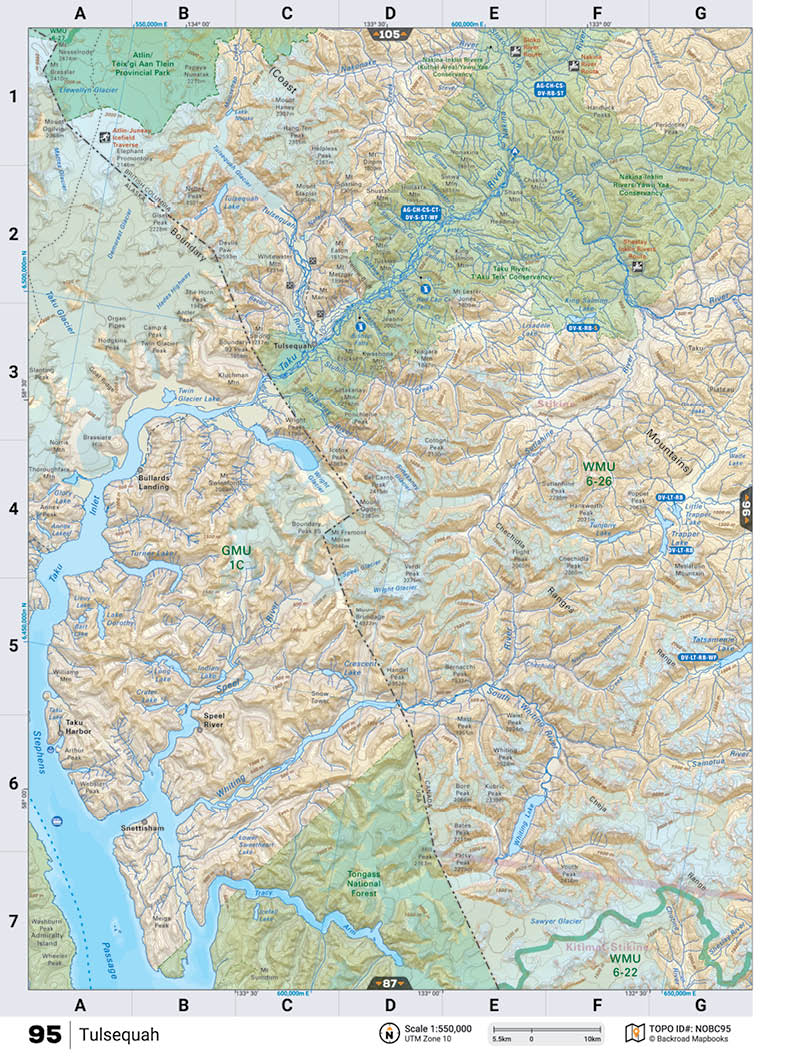 NOBC95 Wall Map - Tulsequah - Backroad Maps