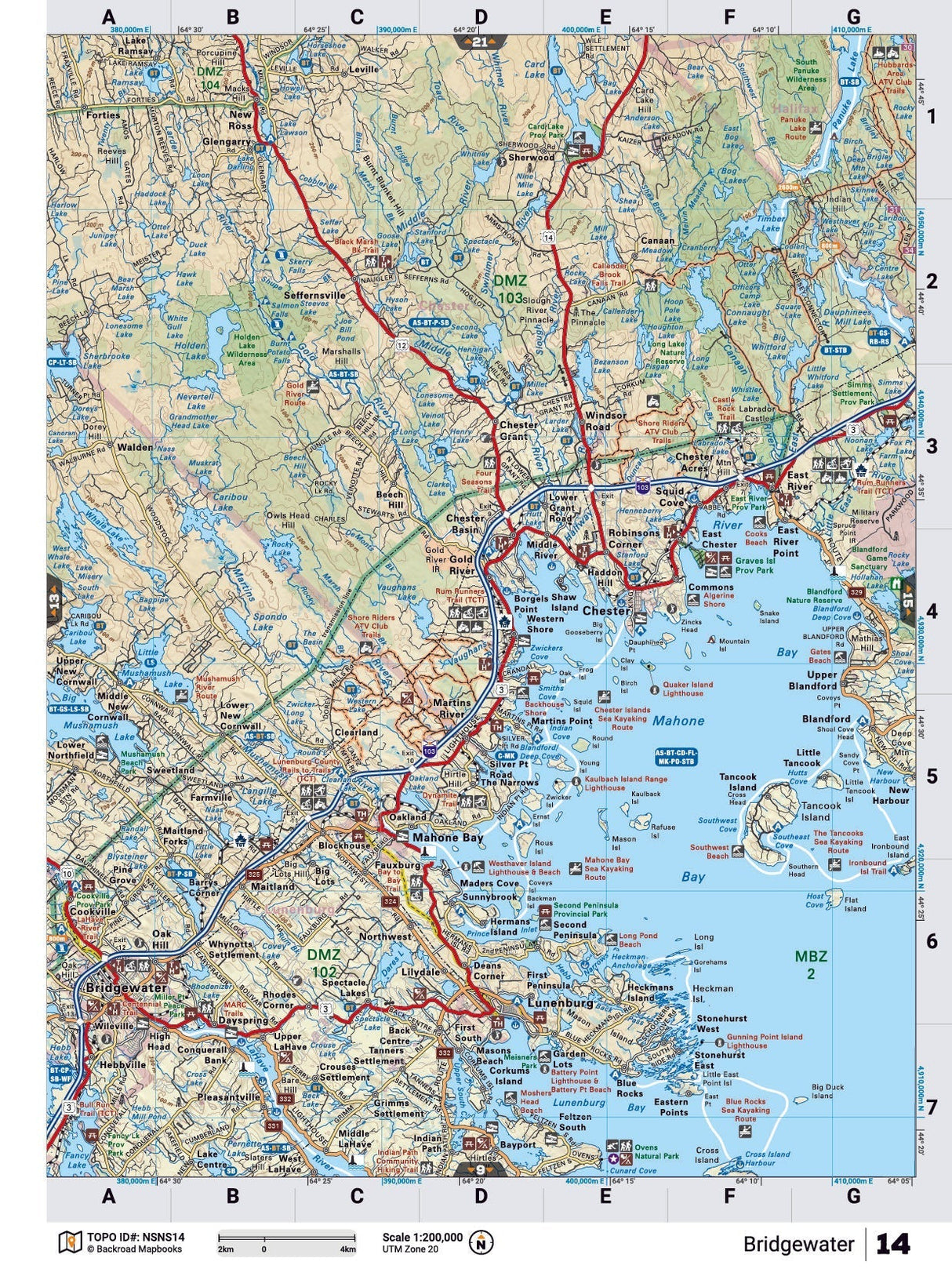 NSNS14 Wall Map - Bridgewater - Backroad Maps