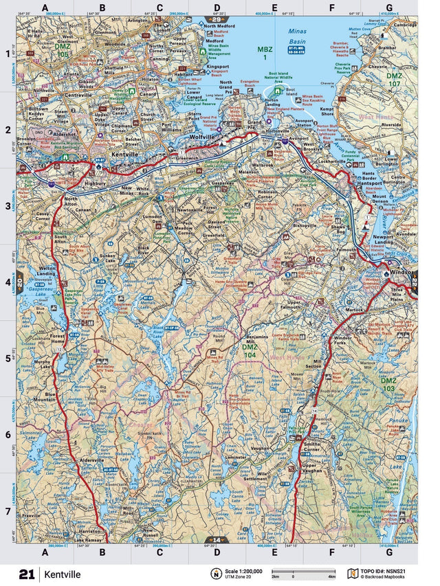 NSNS21 Wall Map - Kentville - Backroad Maps