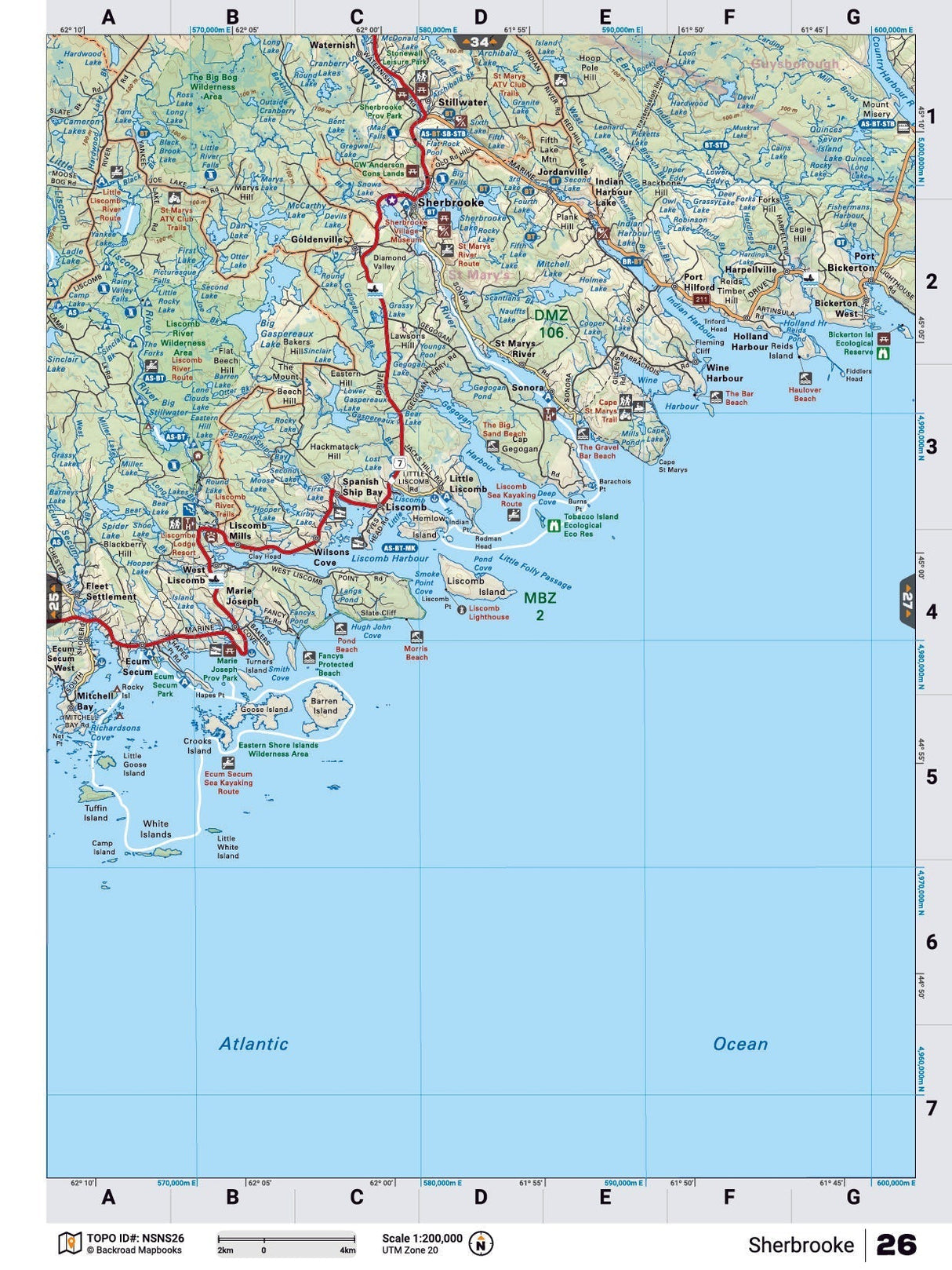 NSNS26 Wall Map - Sherbrooke - Backroad Maps