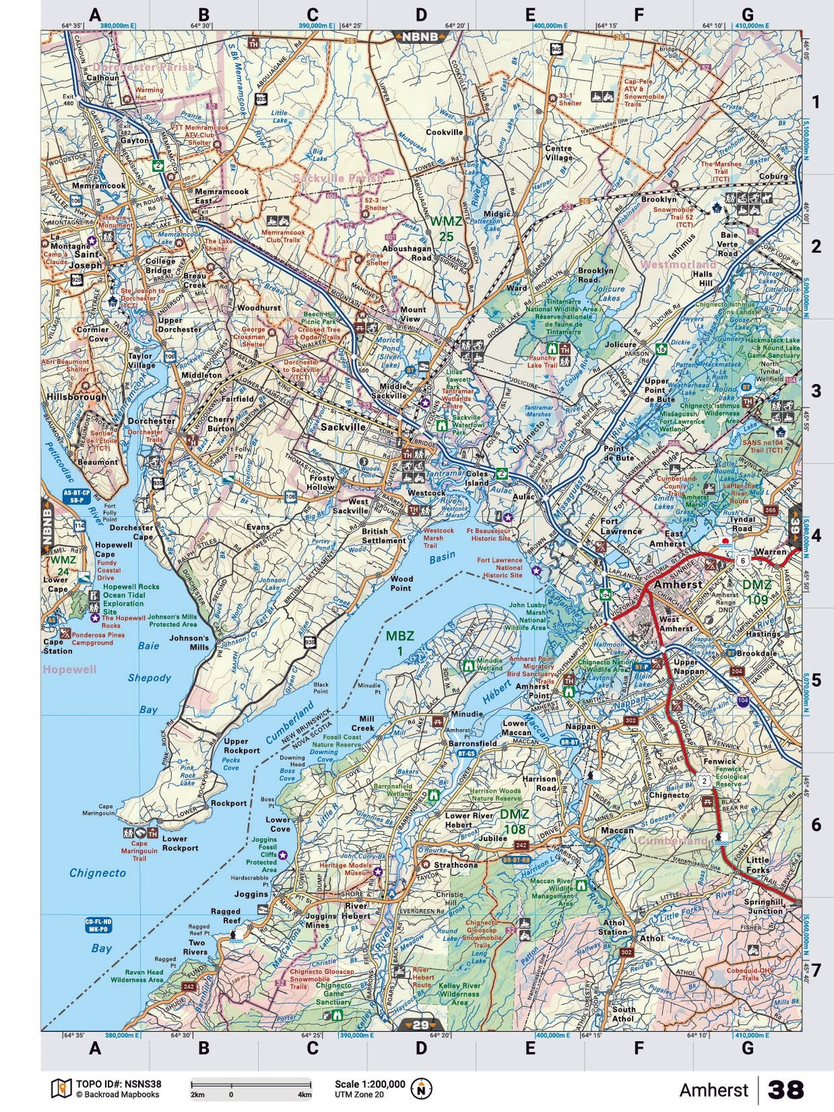 NSNS38 TOPO Map - Amherst - Backroad Maps