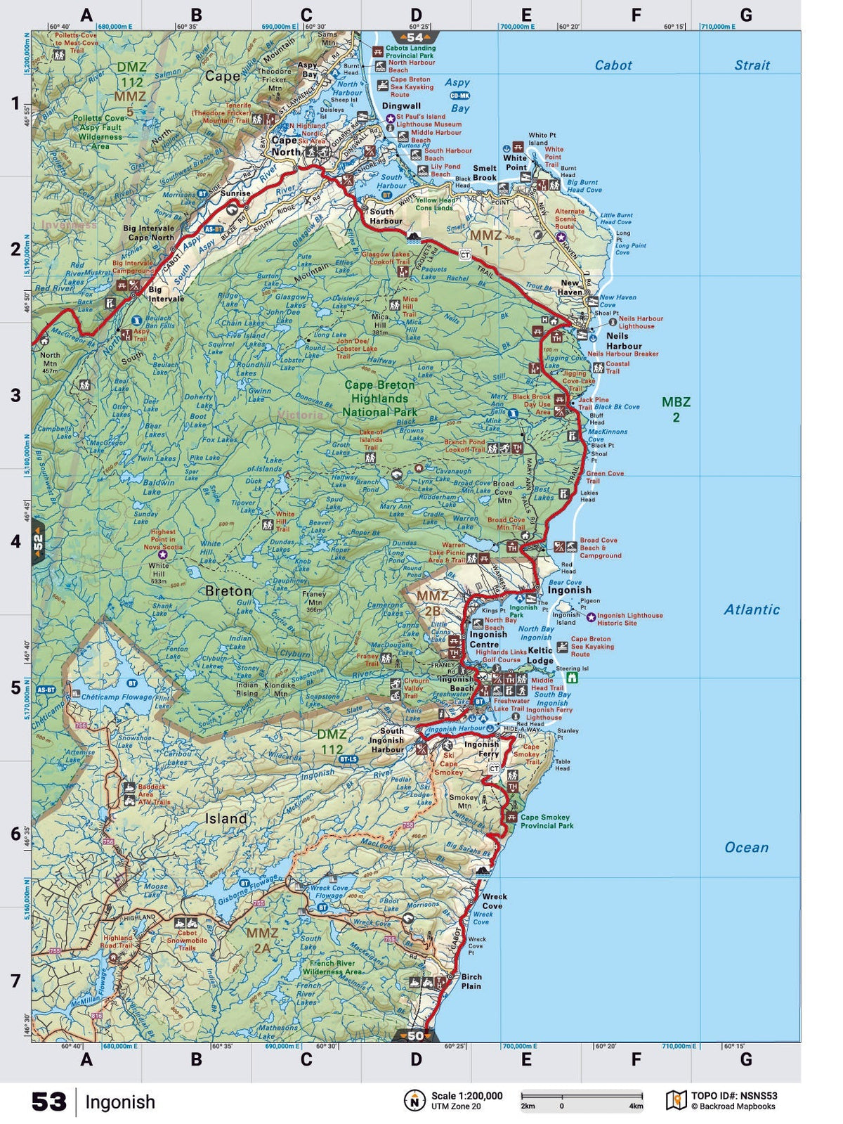 Backroad Maps NSNS53 Topographic Map of Ingonish