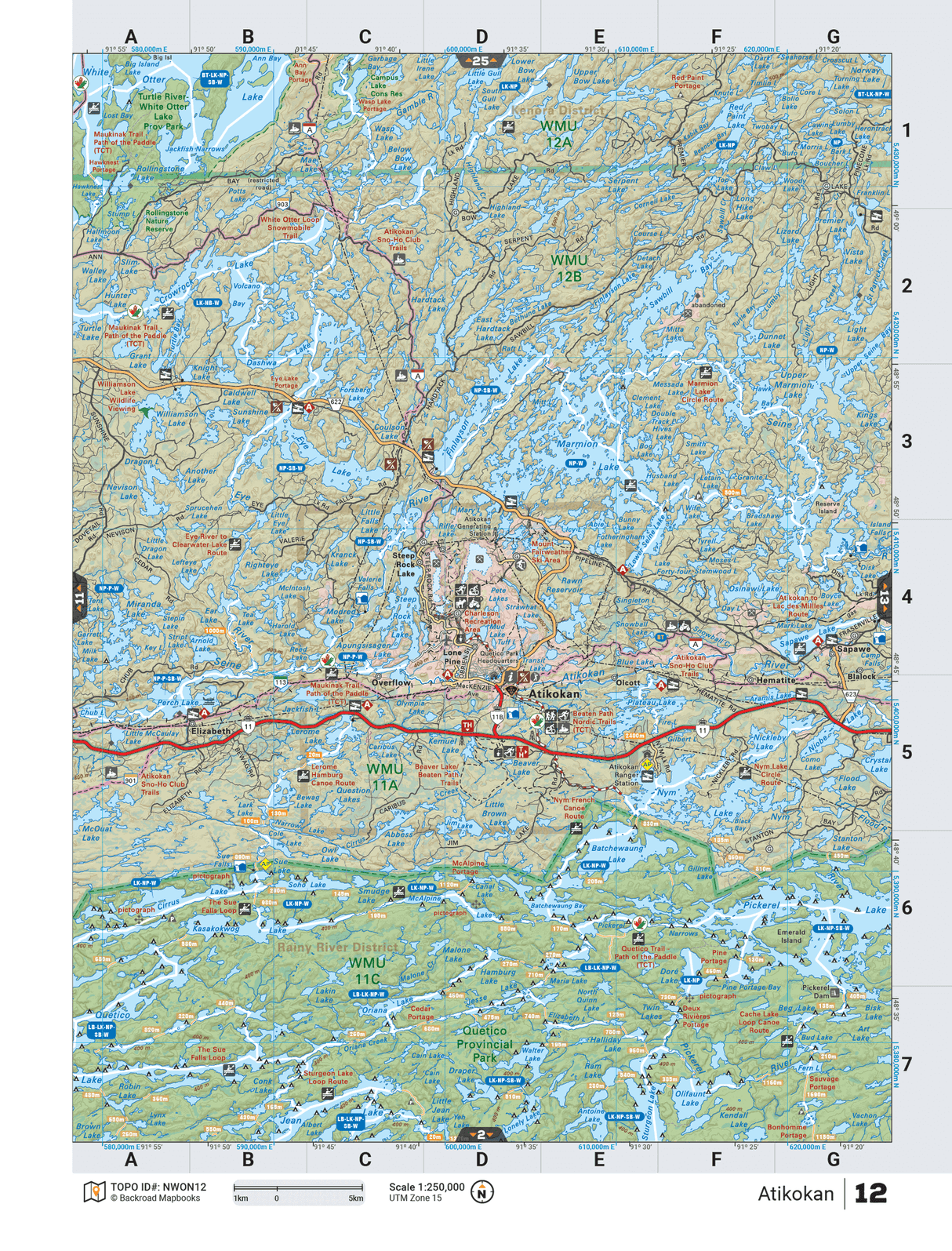 NWON12 Wall Map - Atikokan - Backroad Maps