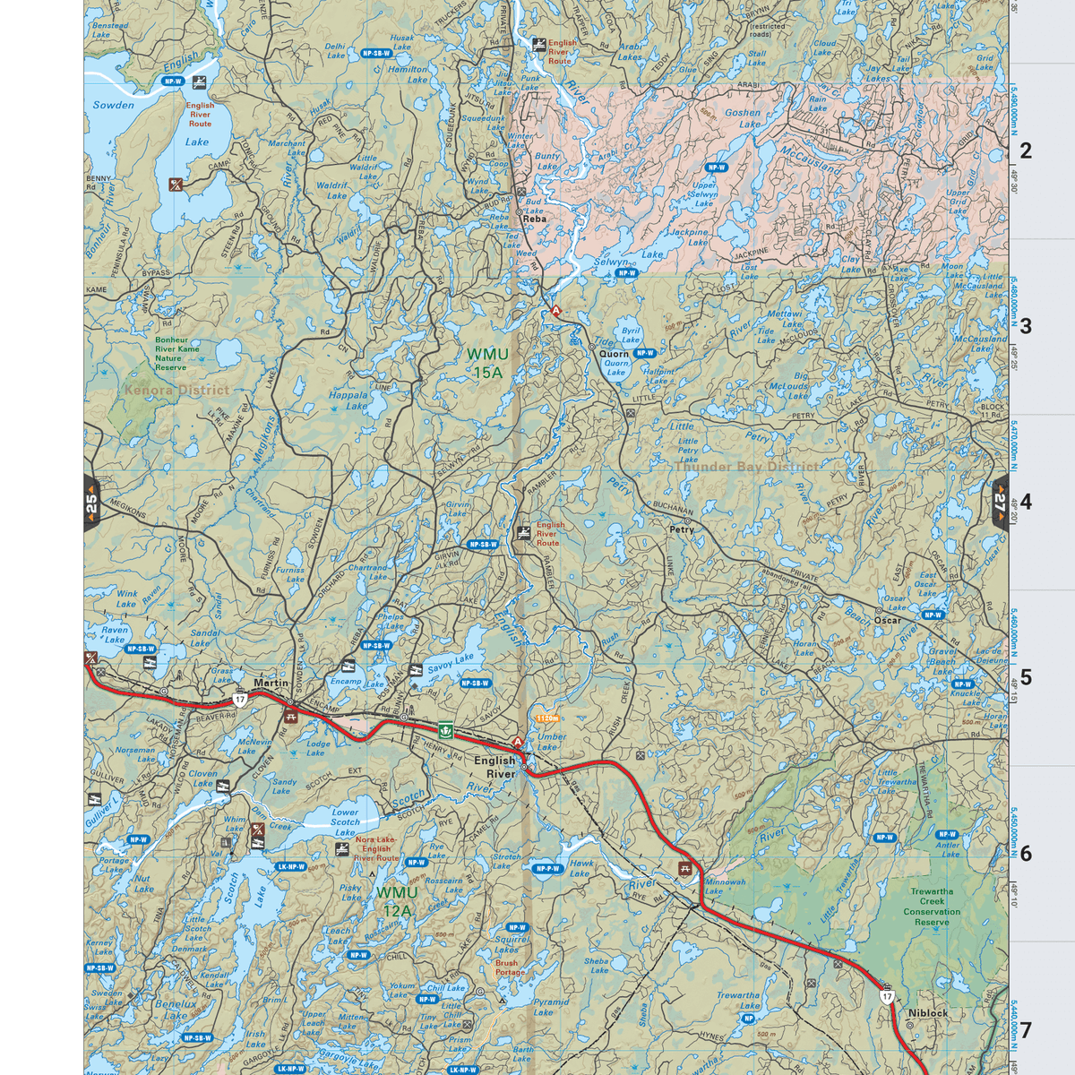 NWON26 Wall Map - English River – Backroad Maps