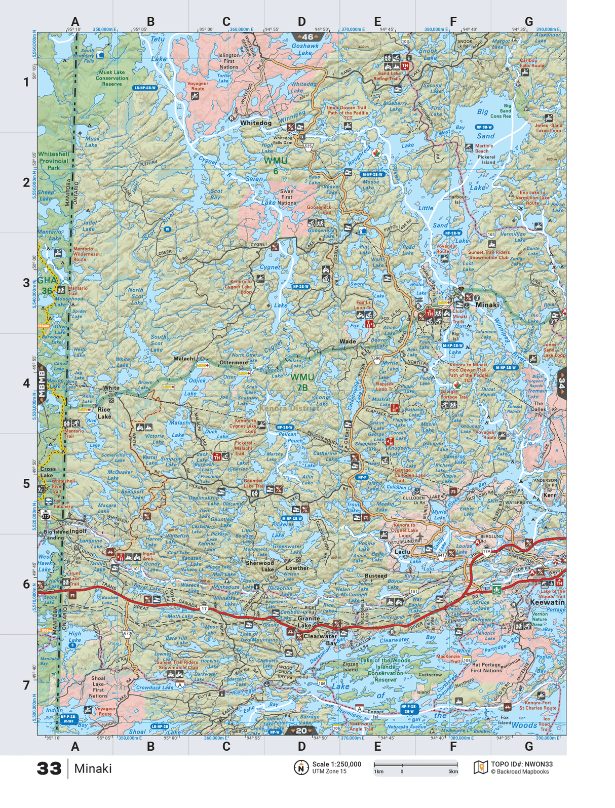 NWON33 Wall Map - Minaki - Backroad Maps